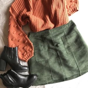 A-line Suede Mini Skirt